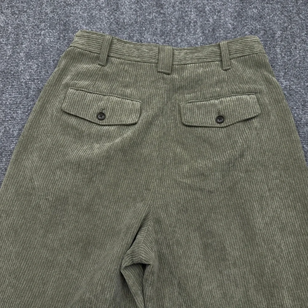 Madewell Corduroy High-Rise Tapered Pant 4 Distant Surplus Olive Green Pleated
